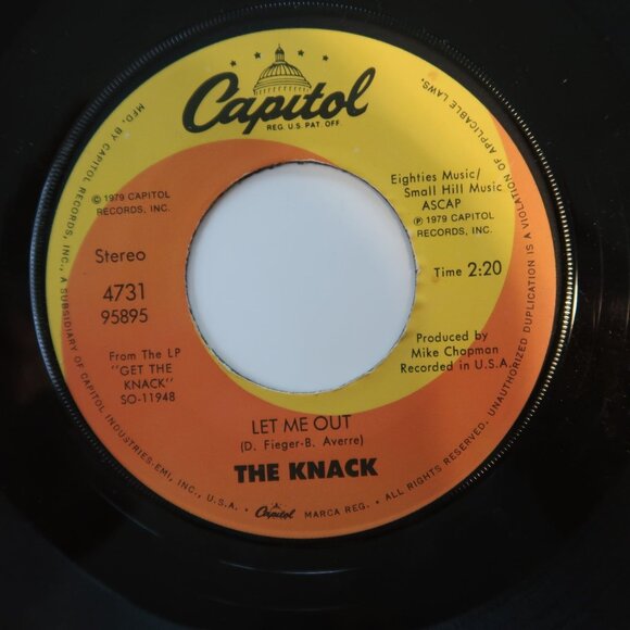 THE KNACK My Sharona & Let Me Out Capitol Records 7" Vinyl Record 45 RPM 1979 - Picture 4 of 4